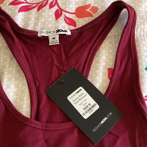 Fashion Nova Divine Basic Tank Bodysuit In Wine Size M NWT Never Worn - Picture 2 of 5